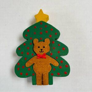 Christmas Decor Wooden Christmas Tree Bear Star Removable Bear Home Holiday 5.5